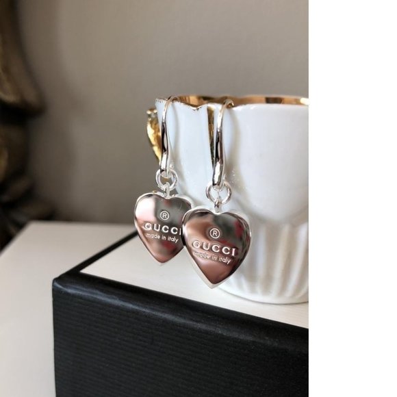 Gucci Sterling Silver Heart Earrings - Picture 7 of 10